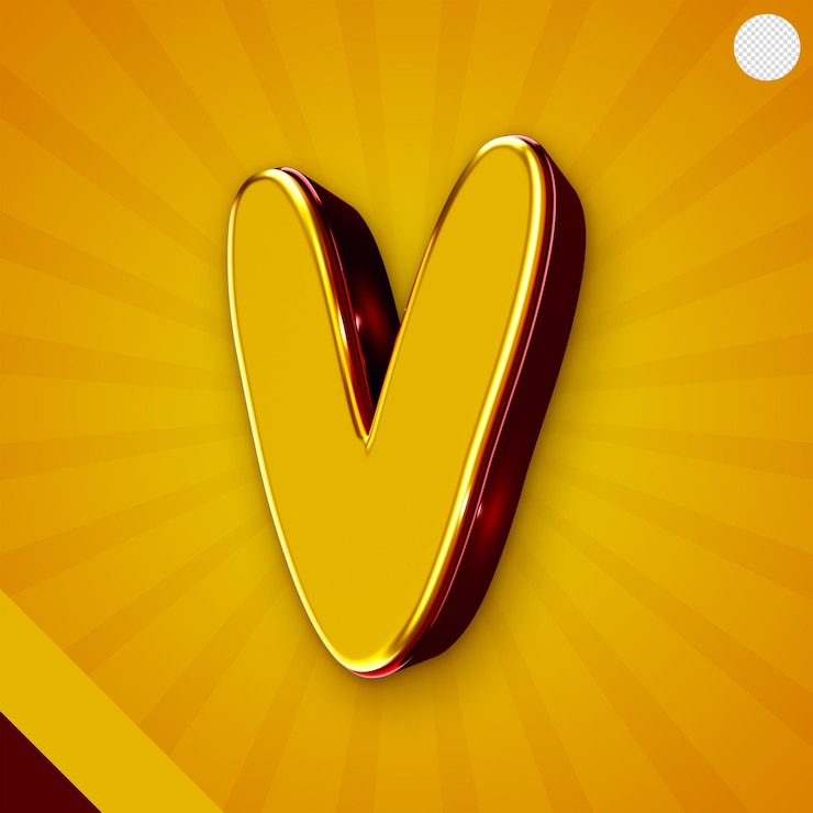 PSD Gratis glossy yellow alphabet 3d letter v