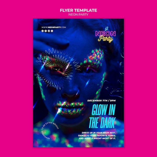 Glow in the dark partij flyer-sjabloon