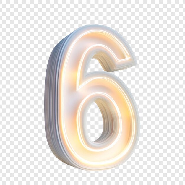 Glowing Number Six Render Abstract Design en 3D (diseño abstracto en 3D)