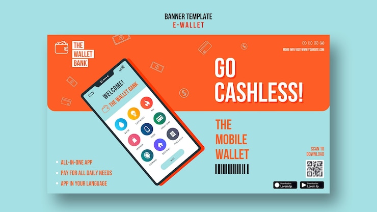 PSD Gratis go cashless horizontal banner