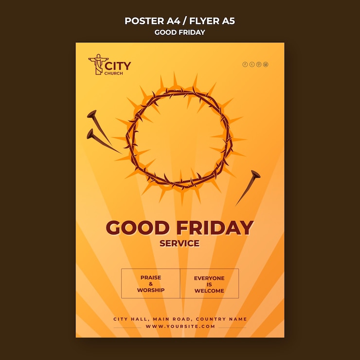Gratis PSD goede vrijdag poster sjabloon