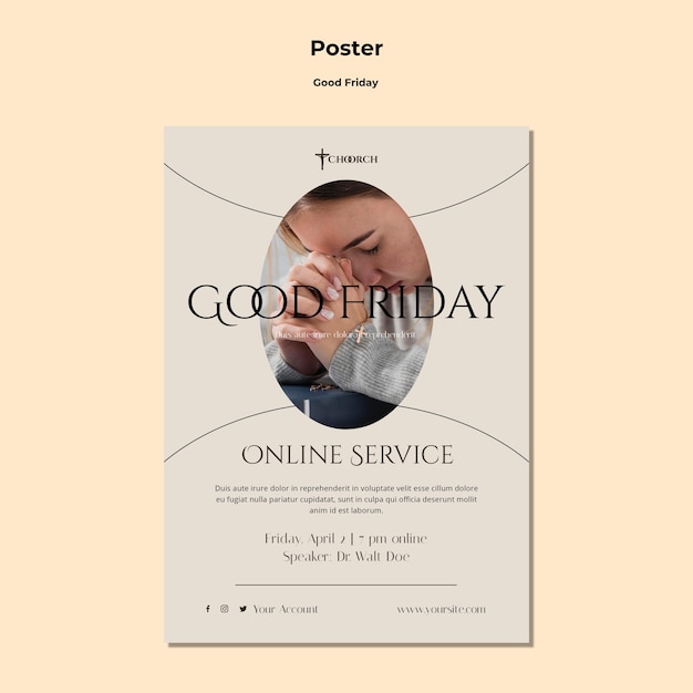 Gratis PSD goede vrijdag poster sjabloon