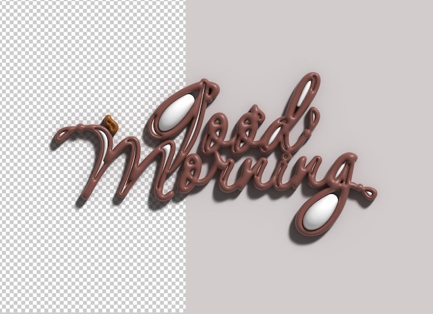 Goedemorgen chocolade lettering doorzichtige psd lettertype ontwerp