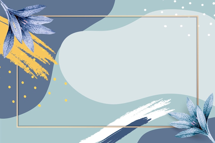 PSD Gratis gold frame psd on blue memphis pattern background