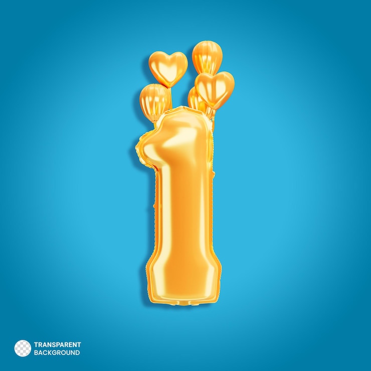 PSD Gratis gold number 1 balloons icon isolated