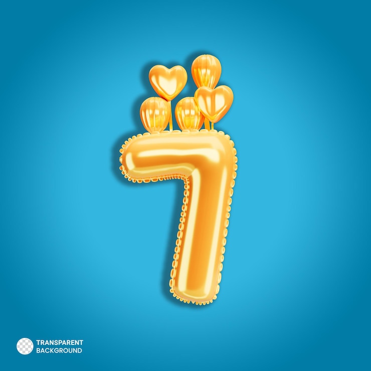 PSD Gratis gold number 7 balloons icon isolated