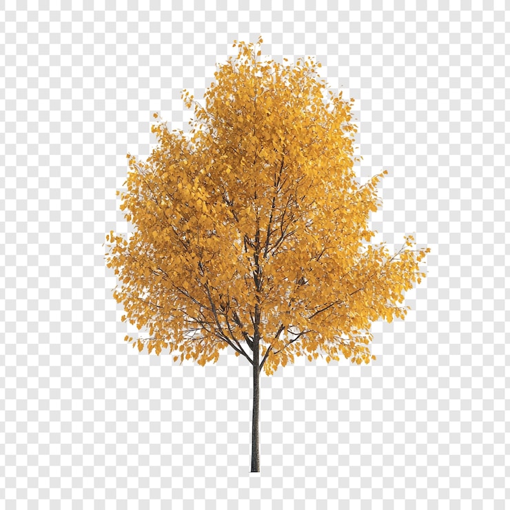 PSD gratuito golden autumn tree un rendering 3d di un albero dal fogliame autunnale vibrante
