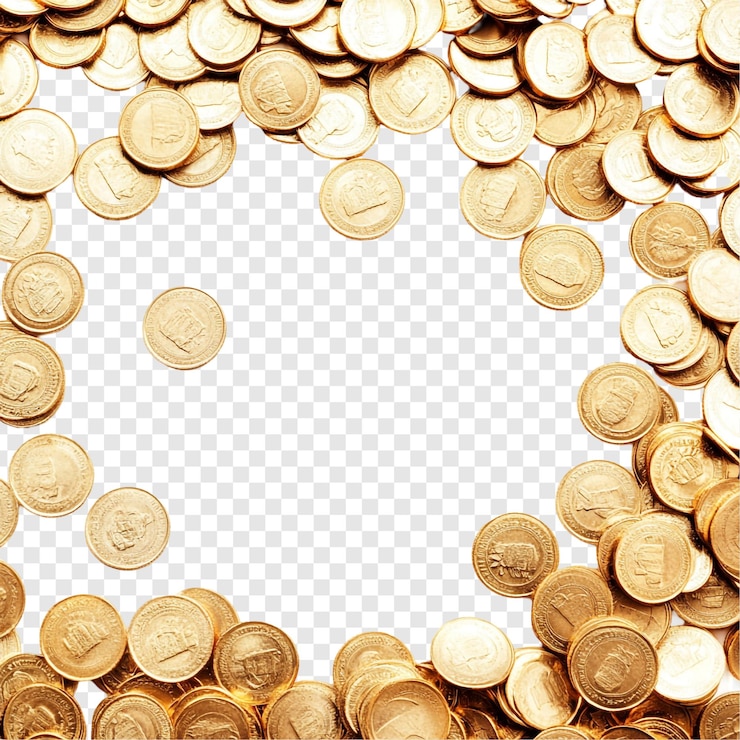PSD Gratis golden coins frame wealth luxury and prosperity