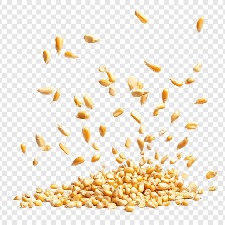 PSD Gratis golden corn kernels falling and piling up a harvest of goodness