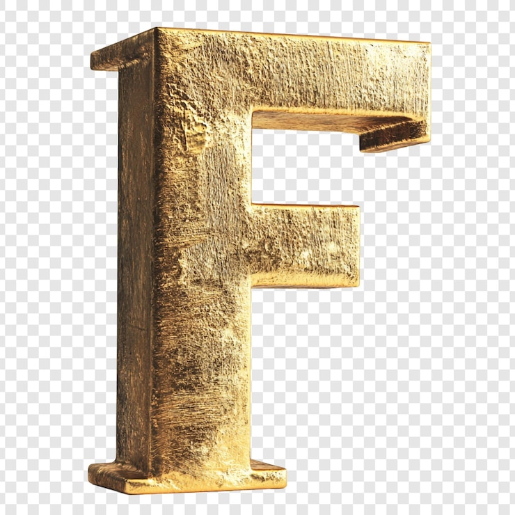 PSD Gratis golden letter f a 3d rendered textured alphabet