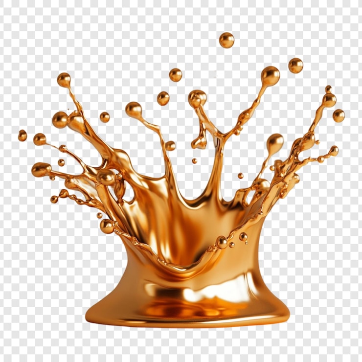 Gratis PSD golden liquid splash een 3d-weergave van een luxe kroonvormige splashes