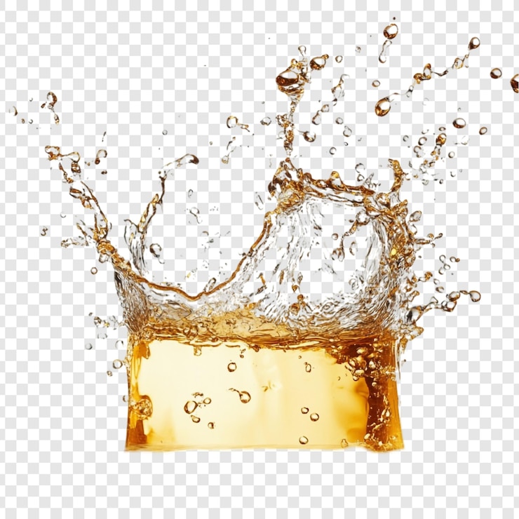 PSD gratuito golden liquid splash un'esplosione rinfrescante di sapore