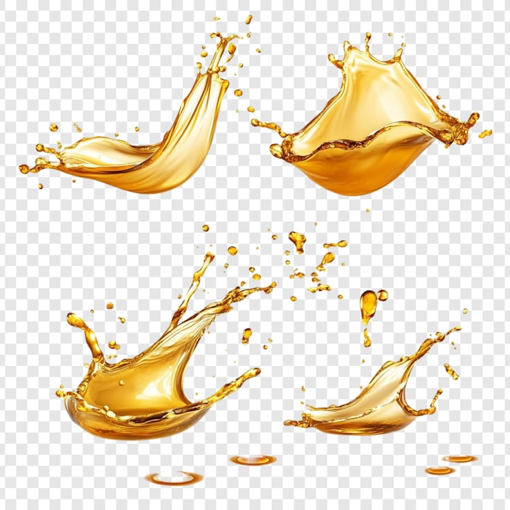 PSD Gratis golden liquid splashes a collection of dynamic fluid art