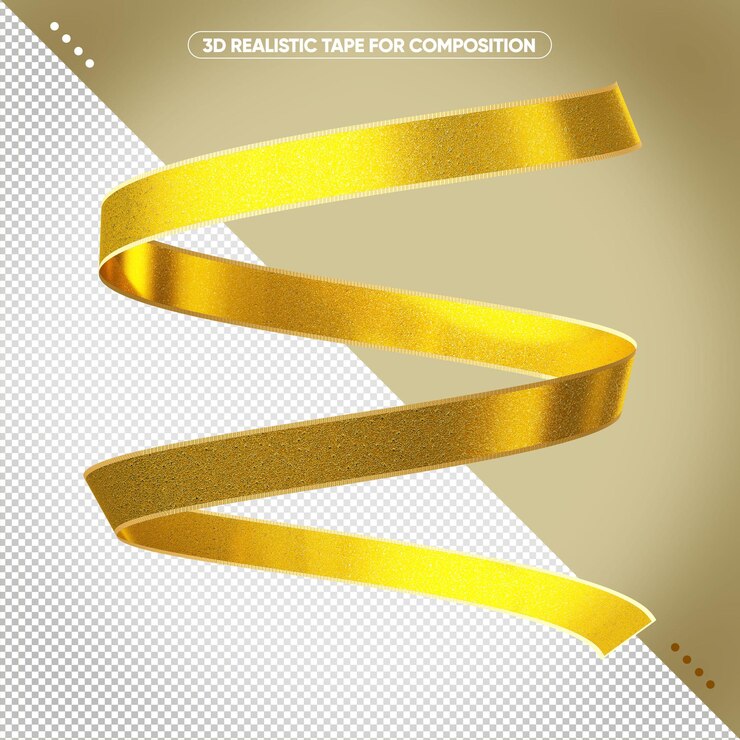 PSD Gratis golden realistic ribbon with glitter texture for makeup