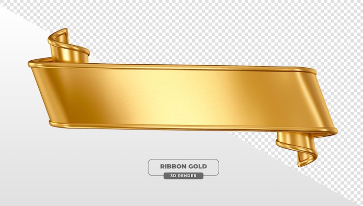 PSD gratuito golden ribbon banner in rendering 3d