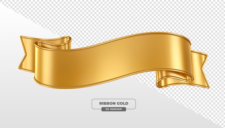 PSD gratuito golden ribbon banner in rendering 3d