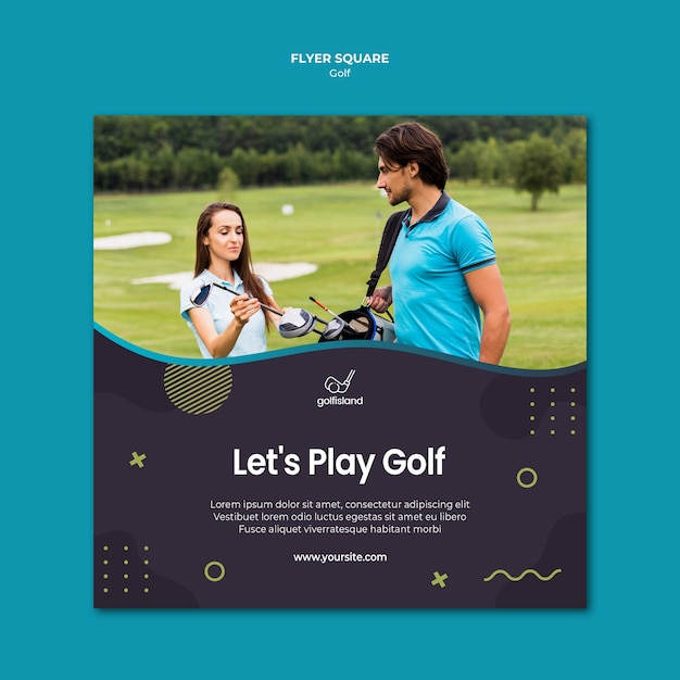 Gratis PSD golf oefenen flyer vierkant