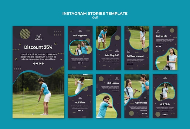 PSD gratuito golf practicando historias de instagram