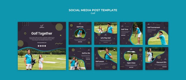 Golf practicando publicaciones en redes sociales