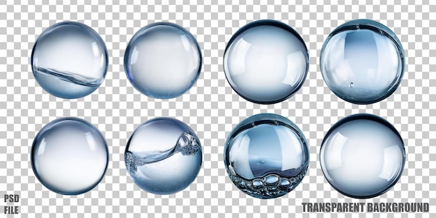 Gotas de agua claras sobre un fondo transparente