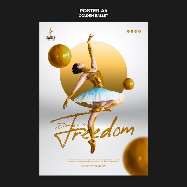 Gratis PSD gouden ballet poster sjabloon