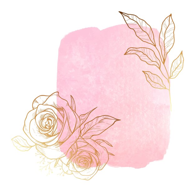 Gratis PSD gouden bloemen met aquarelvlekken