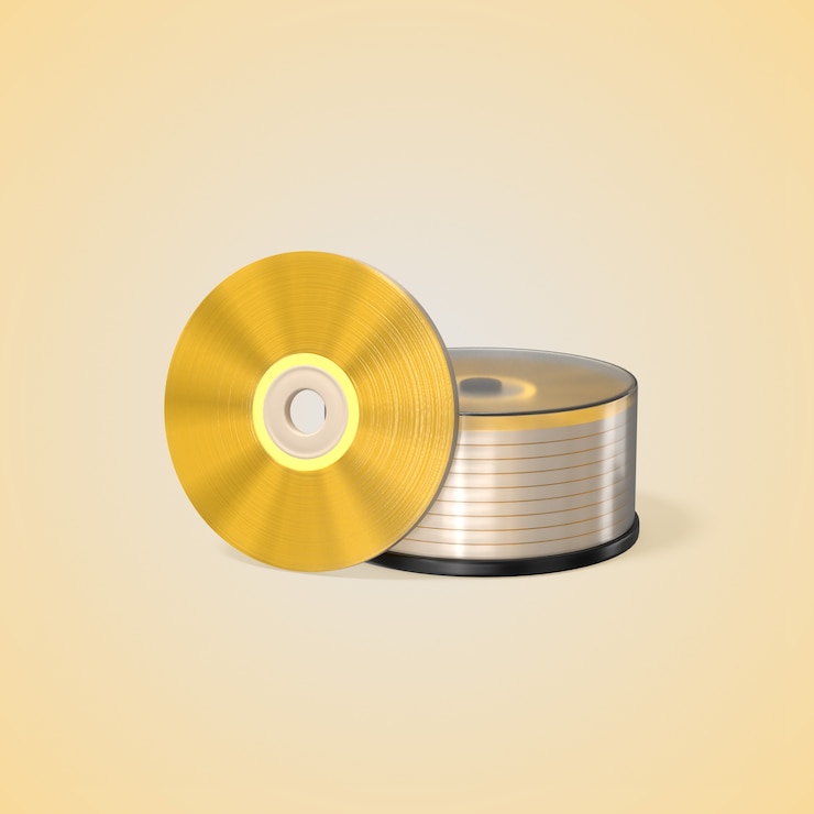 Gratis PSD gouden cd- en dvd-stack
