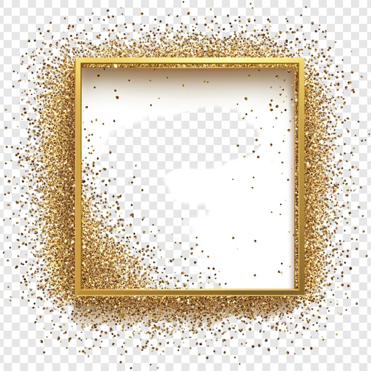 Gratis PSD gouden glitter vierkant frame elegant ontwerp feestelijke glinster luxe textuur perfect voor uitnodiging of viering