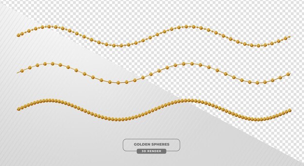 Gouden kralenkransen voor feestelijke decoratie in 3D-rendering