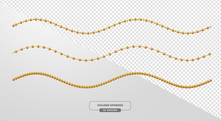Gouden kralenkransen voor feestelijke decoratie in 3D-rendering