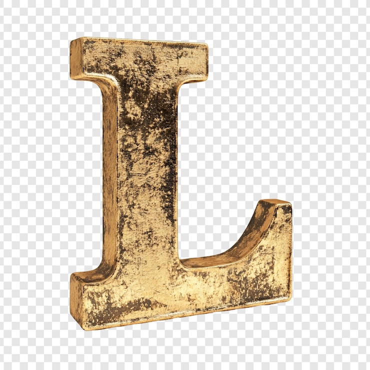 Gratis PSD gouden letter l een rustiek antiek alfabet
