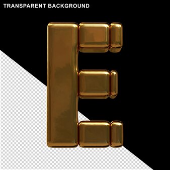 Gouden letters gemaakt van verticale blokken. 3d-letter e