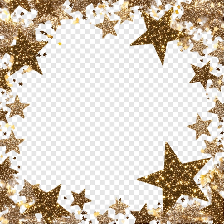 Gratis PSD gouden sterrenframe een glinsterend ontwerp voor een feest