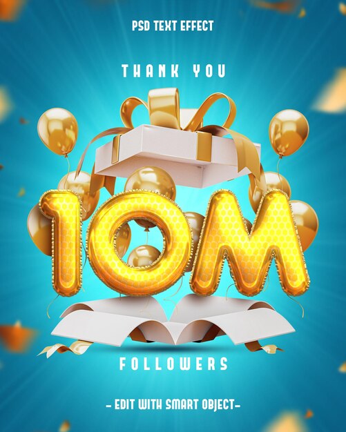 Gracias 10 millones de seguidores Efecto de texto editable