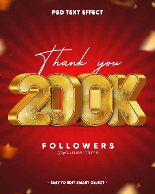 Gracias en 10k banner de redes sociales para amigos y seguidores con efecto de texto