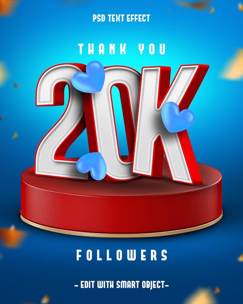 Gracias 20k seguidores efecto de texto editable en 3D