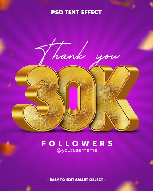Gracias 30k seguidores efecto de texto editable en 3D