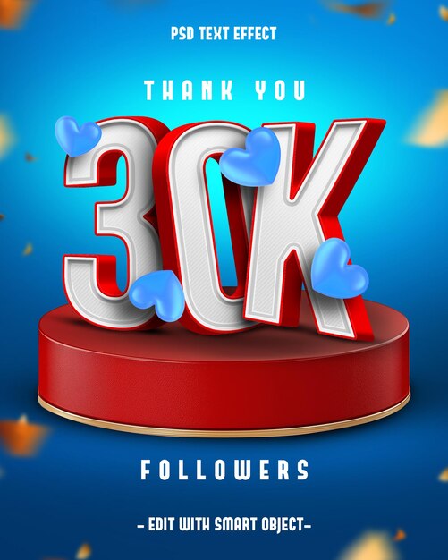 Gracias 30k seguidores efecto de texto editable en 3D