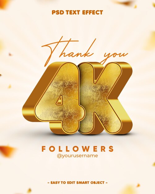 Gracias 4K Seguidor Efecto de texto editable