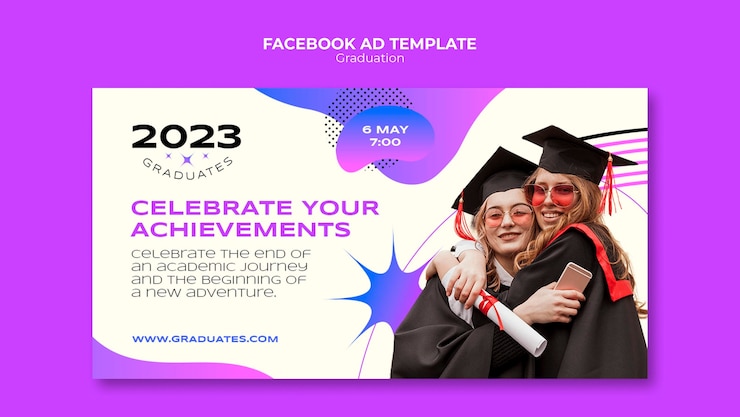 Gratis PSD gradient afstudeerevenement facebook-sjabloon