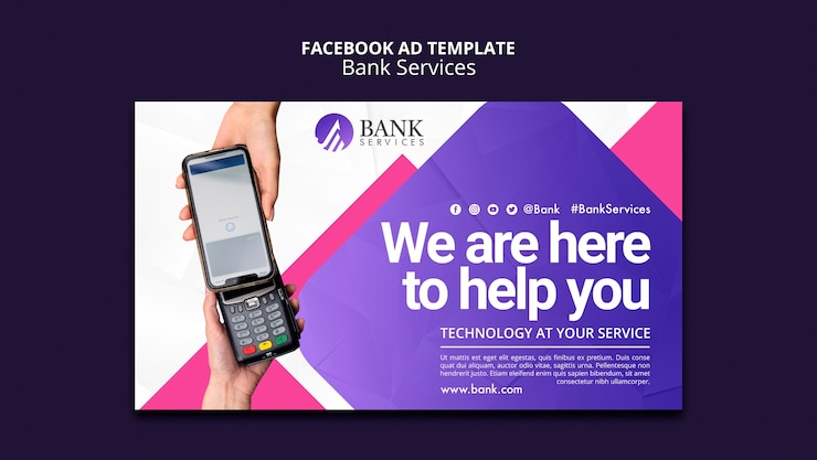 PSD Gratis gradient bank service facebook template