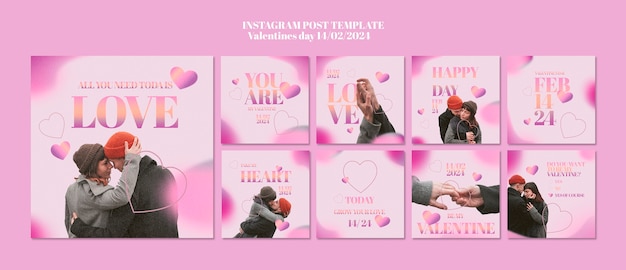 PSD gratuito gradient celebra el día de san valentín con sus publicaciones en instagram