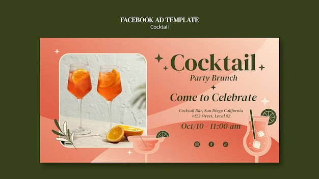 Gratis PSD gradiënt cocktailbar facebook sjabloon