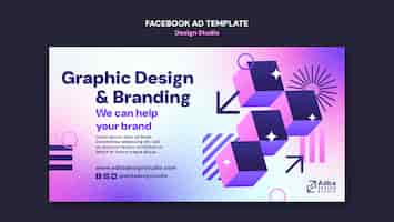 Gratis PSD gradient design studio facebook sjabloon