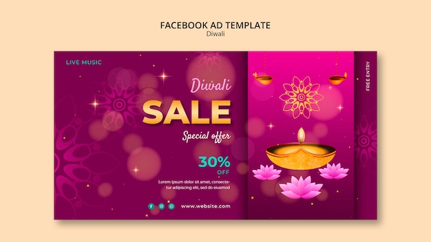 Gratis PSD gradiënt diwali sjabloonontwerp