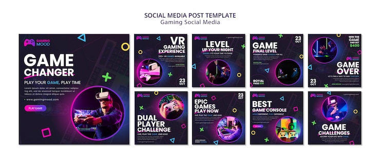 Gratis PSD gradiënt gaming social media post sjabloon