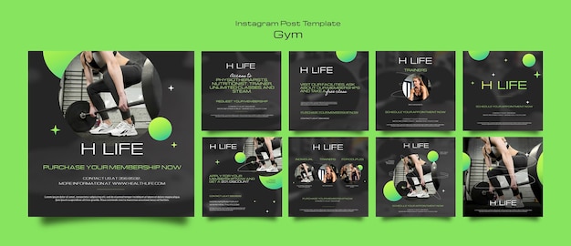 Gratis PSD gradient gym training instagram posts