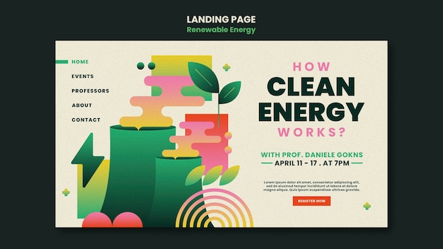 Gratis PSD gradient hernieuwbare energie landingspagina