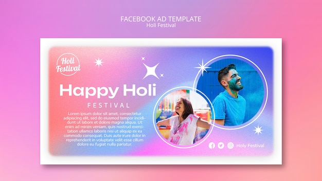 Gratis PSD gradiënt holi festival sjabloon