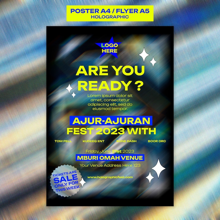 PSD Gratis gradient holographic template design